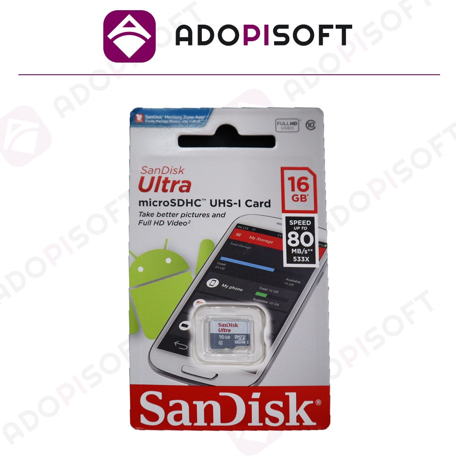 ADOPISOFT | Sandisk SDSQUNS-016G 16GB Class 10 Ultra Micro SD Card ( Perfect for Piso Wifi )