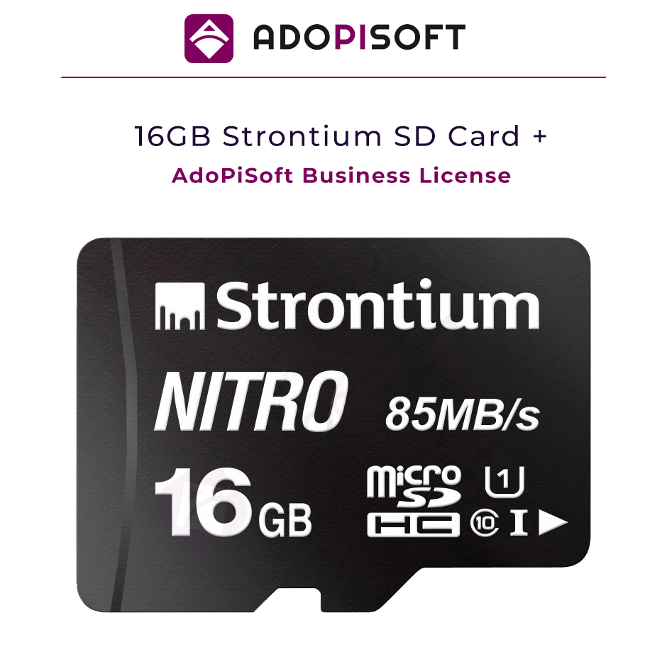 ADOPISOFT | 16GB Strontium SD Card w/ AdoPiSoft Business License